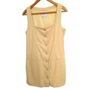 Abercrombie & Fitch Linen Cotton Dress Butter Yellow Summer Beachy Coastal M Y2K